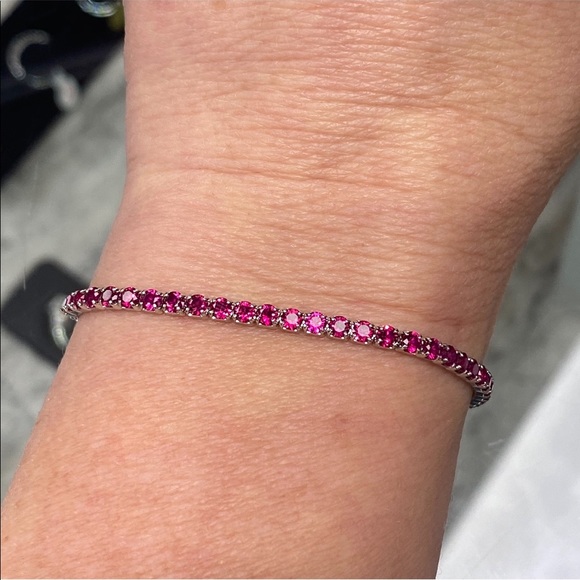 AZL Diamond Sapphire Ruby Bolo Tennis Bracelet Bundle ~ Set of 3 Bracelets - Picture 9 of 16